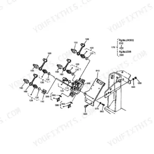 Kubota LA351, LA301, LA271 exploded view diagram of the control valve assembly and mounting bracket components.