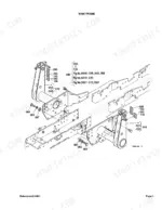 Kubota LA403 exploded view diagram of the main frame assembly, showing mounting brackets, bolts, and reference numbers.