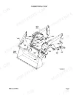 Kubota LA403 exploded view diagram of loader hydraulic cylinders, hoses, and fittings for the bucket and lift arms.