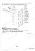 kubota-la434au-front-loader-workshop-manual-9y111-13490-exploded-view-67.webp Kubota LA434AU exploded view of front loader control valve, relief valve, spools, and disassembly procedures.