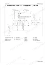 kubota-la434au-front-loader-workshop-manual-9y111-13490-hydraulic-27.webp Kubota LA434AU hydraulic circuit diagram showing control valve, boom and bucket cylinders, pump, and spill guard valve.