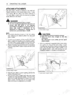 Kubota LA463 loader manual page showing procedures and diagrams for attaching loader attachments and quick coupler operation.