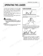 Kubota LA463 operating instructions for filling the loader bucket with diagrams for correct and incorrect techniques.
