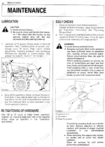Kubota LA482, LA682 maintenance page showing lubrication points, daily checks, and hydraulic leak inspection procedures.