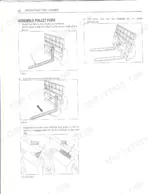 kubota-la513-la723-la853-front-loader-operator-manual-exploded-view-30.webp Kubota LA513, LA723, LA853 pallet fork assembly procedure, showing fork installation, positioning, and lock lever operation.