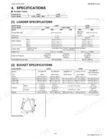 Kubota LA525, LA765 specifications table for loader and bucket dimensions, capacities, and hydraulic pressure settings.