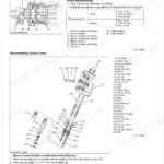 Kubota LA844 control valve disassembly, torque specs for adapters, and exploded view of boom and bucket control sections.