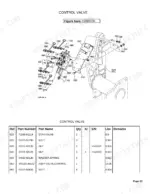 Kubota LA844 control valve exploded view diagram and parts list with reference numbers for valve stay, bolts, and nuts.