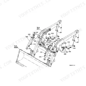 Kubota LA853 exploded view diagram of loader cylinder and hydraulic hose routing and component connections.