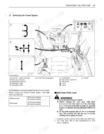 kubota-m108s-tractor-operator-manual-hydraulic-43.webp Kubota M108S operator manual page showing shuttle, main gear, and creep lever shift patterns and speed selection table.