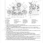 Kubota M126XDTPC crawler structure diagram showing track components, rollers, and final gear assembly with numbered parts list.