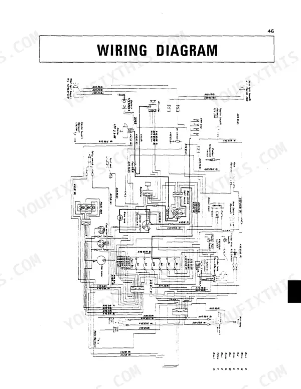 Kubota M4500, M4500DT, M5500, M5500DT, M7500, M7500DT electrical wiring diagram showing battery, starter, and fuse box.