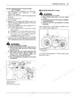 Kubota M5-091, M5-111 procedures for checking PTO operator presence control system and wheel bolt torque.