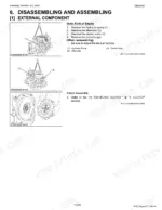 kubota-m5640su-m5640dt-su-tractor-workshop-manual-9y111-03650-exploded-view-114.webp Kubota M5640SU, M5640DT-SU engine disassembly procedure for hydraulic pump, alternator, starter, and clutch assembly.