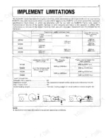Kubota M5700, M6800, M8200, M9000 implement limitations table showing lifting capacity, drawbar load, and trailer weight.