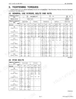 Kubota M59, TL1350, BT1200 torque specification tables for general use screws, bolts, and stud bolts by diameter and grade.