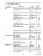 Kubota M59, TL1350, BT1200 engine troubleshooting table for starting issues, starter failure, and rough running.