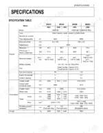 Kubota M6040, M7040, M8540, M9540 engine and dimensions specification table for tractor models.