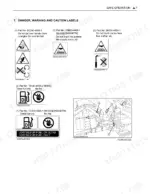 kubota-m96sdtm-tractor-operator-manual-operations-17.webp Kubota M96SDTM safety manual showing danger, warning, and caution labels for engine, fuel, and hot surfaces.