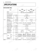 kubota-m96sdtm-tractor-operator-manual-specs-24.webp Kubota M96SDTM tractor specifications table listing engine, dimensions, and weight data for M96S and M108S models.