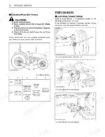 kubota-m96sdtm-tractor-operator-manual-troubleshooting-94.webp Kubota M96SDTM wheel bolt torque table and 100-hour grease fitting lubrication diagrams for front axle and knuckle shaft.