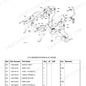 Kubota TL500 hydraulic system parts catalog page 19 with exploded view and part numbers