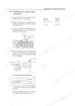 00d3cfc9-b-procedures-34 Yanmar 2TNE68-4TNE88 TNE series engine valve head clearance adjustment procedure, rocker arm diagram, and clearance table.