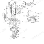 Yanmar 6SY-STP2, 6SY655, 8SY-STP exploded view diagram of cylinder head components, valves, springs, and rocker arms.