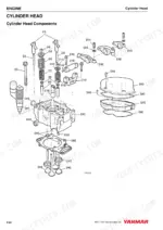 06201b38-b-exploded-view-64 Yanmar 6SY-STP2, 6SY655, 8SY-STP exploded view diagram of cylinder head components, valves, springs, and rocker arms.