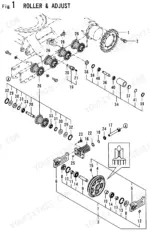 07331c16-b-exploded-view-3 Yanmar B37V-1 (3TNE88-B1A) exploded view of undercarriage roller and track adjuster assembly components.
