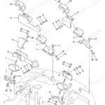 Yanmar Vio40-2 exploded view diagram of engine mount components, brackets, and hardware assembly.
