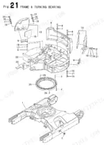 08fe5faf-b-page-54 Yanmar Vio40-2 exploded view diagram of the frame and turning bearing assembly with numbered parts list components.
