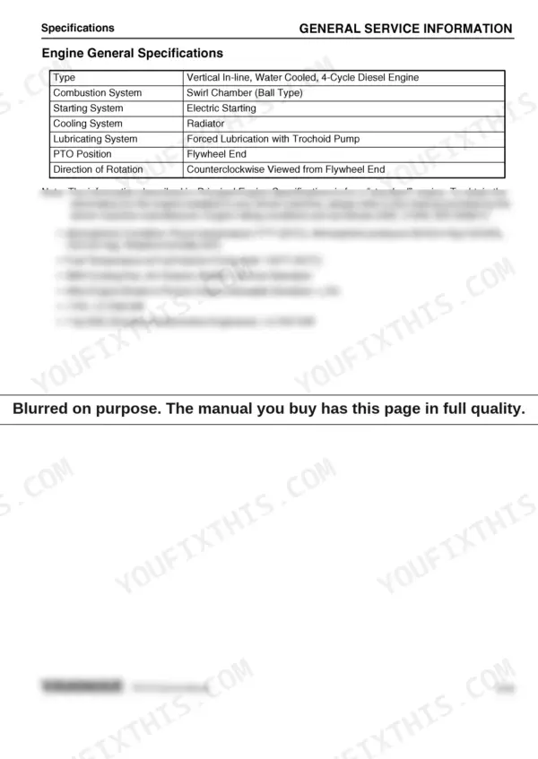 Yanmar EA2400, 3TNV72-YUKS engine general specifications table and rating conditions for standard diesel engines.