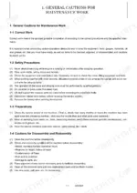 0a64f0b8-b-safety-11 Yanmar SV15 and SV17 (including the EX) service manual page covering general maintenance safety, precautions, and disassembly guidelines.