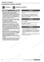 0f50408d-b-safety-38 Yanmar 3TNV74F, 3TNV76F, 3TNV80F, 3TNV80FT, 3TNV88F, 3TNM74F electronic control system warnings and starter operation notices.