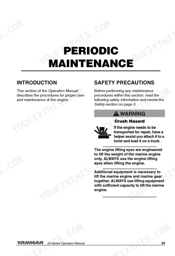 Yanmar 3JH5E, 4JH5E, 4JH4-TE, 4JH4-HTE1, 4JH4-HTE Operator Manual — Maintenance Schedule