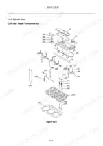 146d72ea-b2-exploded-view-84 Yanmar SV18 engine cylinder head exploded view diagram showing valve train, rocker arms, and head gasket components.
