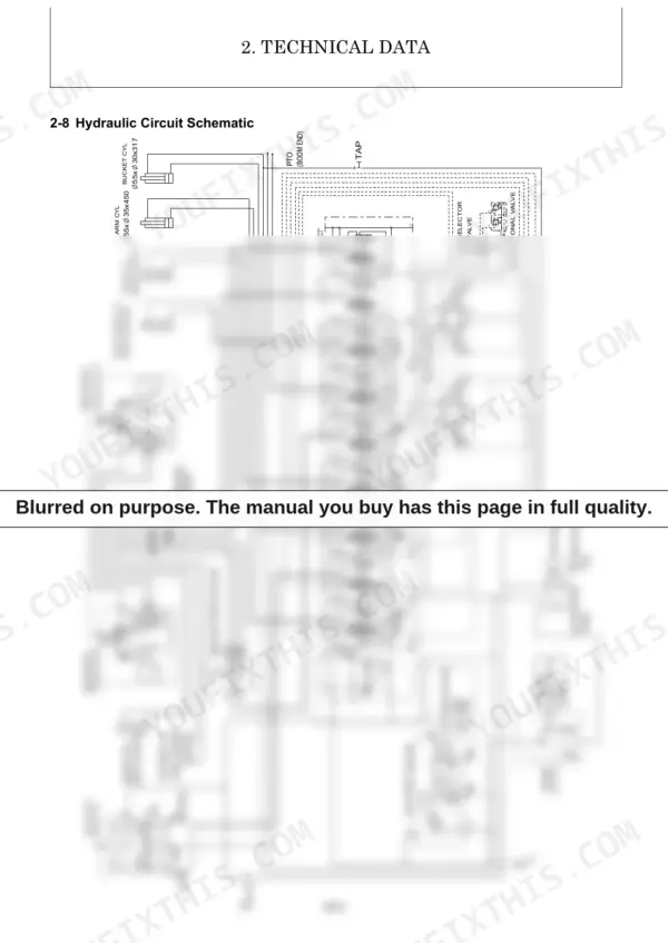 Yanmar SV18 hydraulic circuit schematic showing pump, control valves, cylinders, and motors for technical reference.