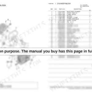 Yanmar L100N6-MTM, L100N6-METMR cylinder block exploded view diagram and parts list with reference numbers and descriptions.