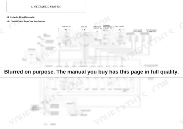 Yanmar SV08-1 hydraulic circuit schematic showing control valve, pump, motors, cylinders, and valve set pressure table.