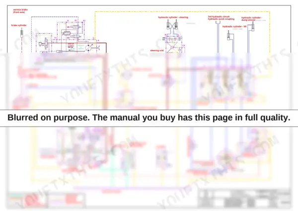 Yanmar V100 standard hydraulic circuit diagram showing pump, valve bank, steering unit, and travel drive components.