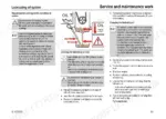 Yanmar V100 lubricating oil system maintenance, checking oil level dipstick diagram, and oil change procedure steps.