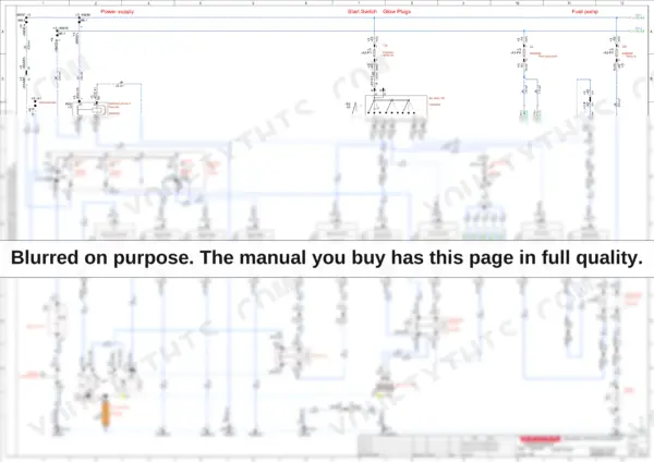 Yanmar V100 electrical wiring diagram showing power supply, start switch, glow plugs, fuel pump, and engine relay circuits.