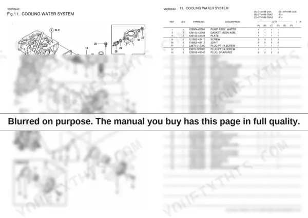 Yanmar 3TNV series parts catalog cooling parts.