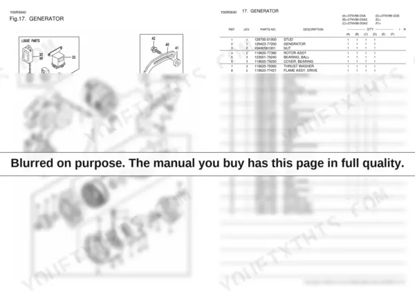Yanmar 3TNV series parts catalog electrical parts.