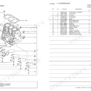 Yanmar 3TNV series parts catalog engine parts.