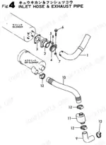2624c4c1-b-page-12 Yanmar B50-P(R), B50-O(R), B50, B50-C(R), YANMAR CRAWLER BACKHOE exploded view of inlet hose, air cleaner, and exhaust silencer.