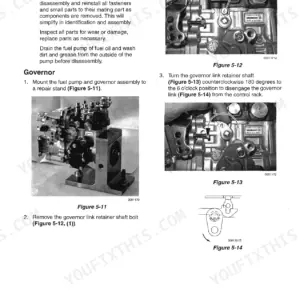 Yanmar 3TNV82A/84(T)/88, 4TNV84(T)/88, 4TNV94/98(T)106(T), MP series, MP2, MP4 fuel injection pump governor disassembly steps.