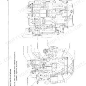 Yanmar TNE series, TNV series cross-sectional view of the special swirl pre-combustion chamber engine system.