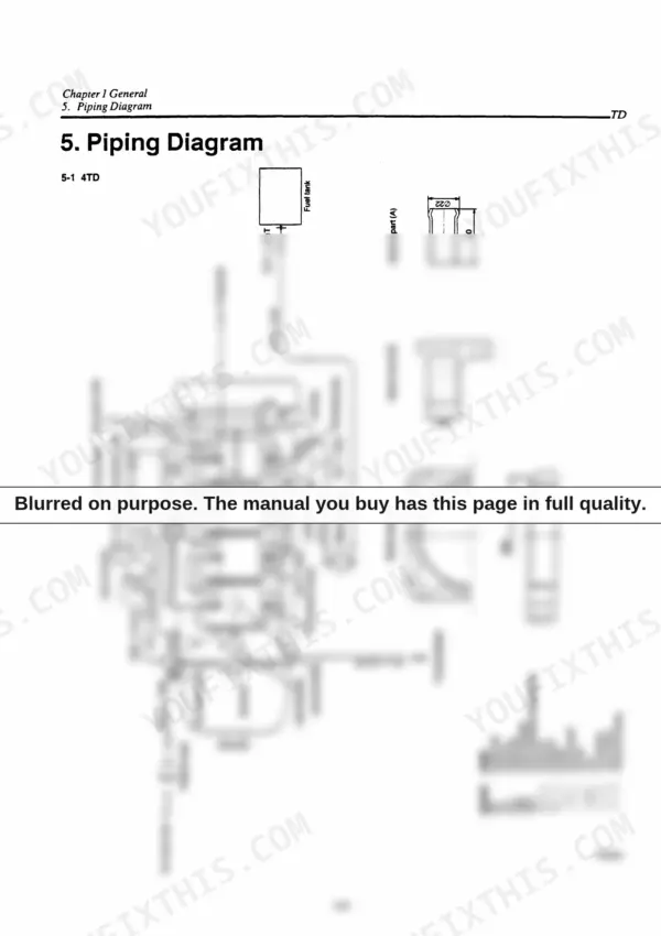 2bf08802-b-system-diagram-15 Yanmar 2TD, 3TD, 4TD piping diagram showing fuel, lube oil, and sea water cooling system flow and component details.